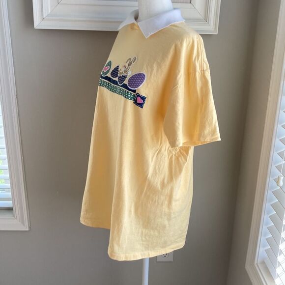 Vintage Spring Easter Bunny Shortsleeve Yellow T-Shirt - Picture 3 of 10